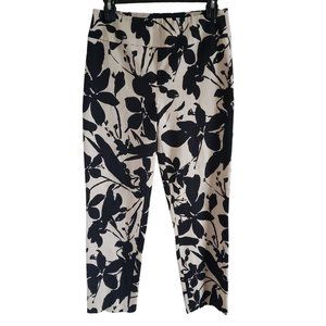 Joseph Ribkoff Women Size 8 Cream & Black Floral Pull On Pant Straight leg